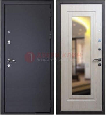 Черная металлическая дверь с зеркалом ДЗ-26 в Талдоме