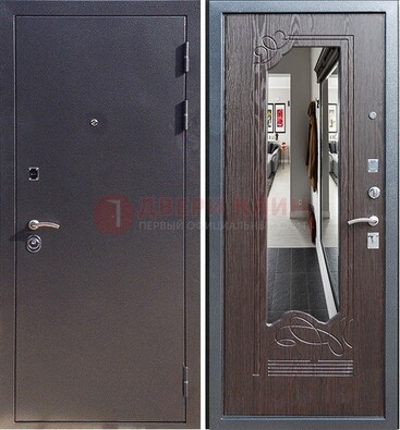 Черная входная дверь с зеркалом МДФ внутри ДЗ-29 в Чехове