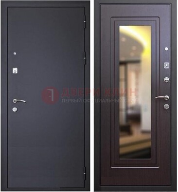 Черная железная дверь с зеркалом ДЗ-30 в Краснодаре