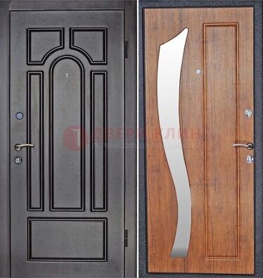 Темная железная дверь с зеркалом ДЗ-35 в Чехове