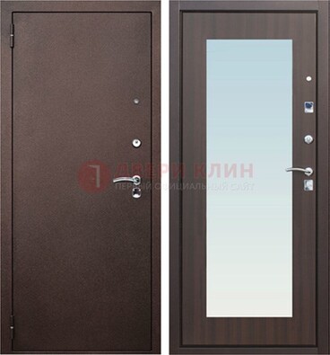 Коричневая входная дверь с зеркалом МДФ внутри ДЗ-40 в Сочи