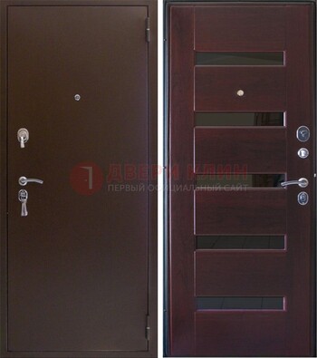 Темная железная дверь с зеркалом ДЗ-42 в Костроме