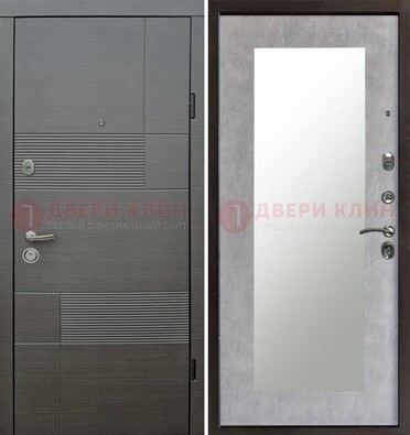 Темная входная дверь с МДФ панелью Венге и зеркалом внутри ДЗ-51 в Чехове