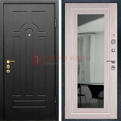 Темная стальная дверь с МДФ Капучино и зеркалом ДЗ-55 в Ступино