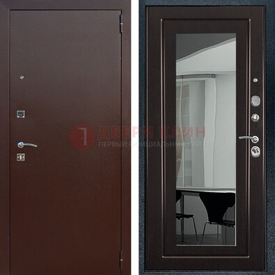 Металлическая дверь с порошковым напылением с МДФ и зеркалом ДЗ-61 в Костроме