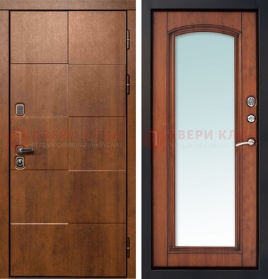 Белая филенчатая дверь с фрезерованной МДФ и зеркалом ДЗ-81 в Чехове