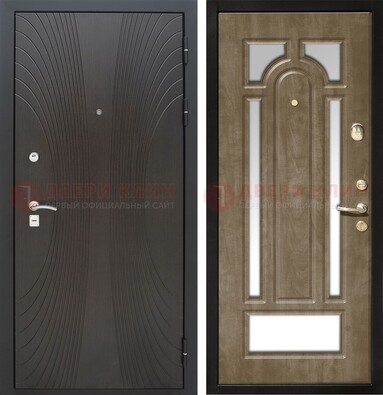 Темная металлическая дверь МДФ с различными зеркальными вставками внутри ДЗ-82 в Наро-Фоминске