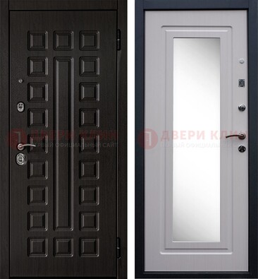 Черная филенчатая металлическая дверь МДФ с зеркалом ДЗ-83 в Нижнем Новгороде