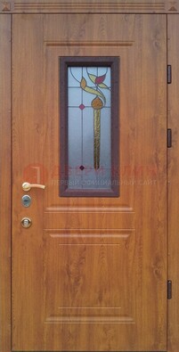 Железная дверь с МДФ и витражом ВЖ-24 в Ростове-На-Дону